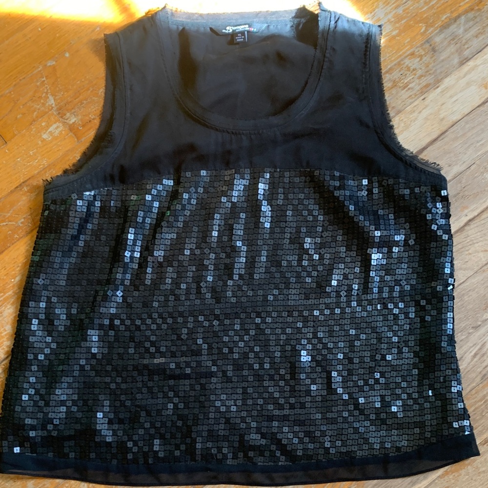 Sharagano Black Sequin Tank Top